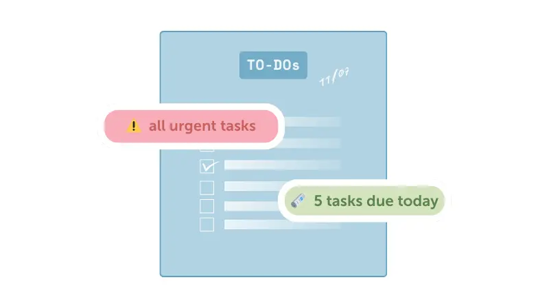 To-do checklist with urgent tasks highlighted