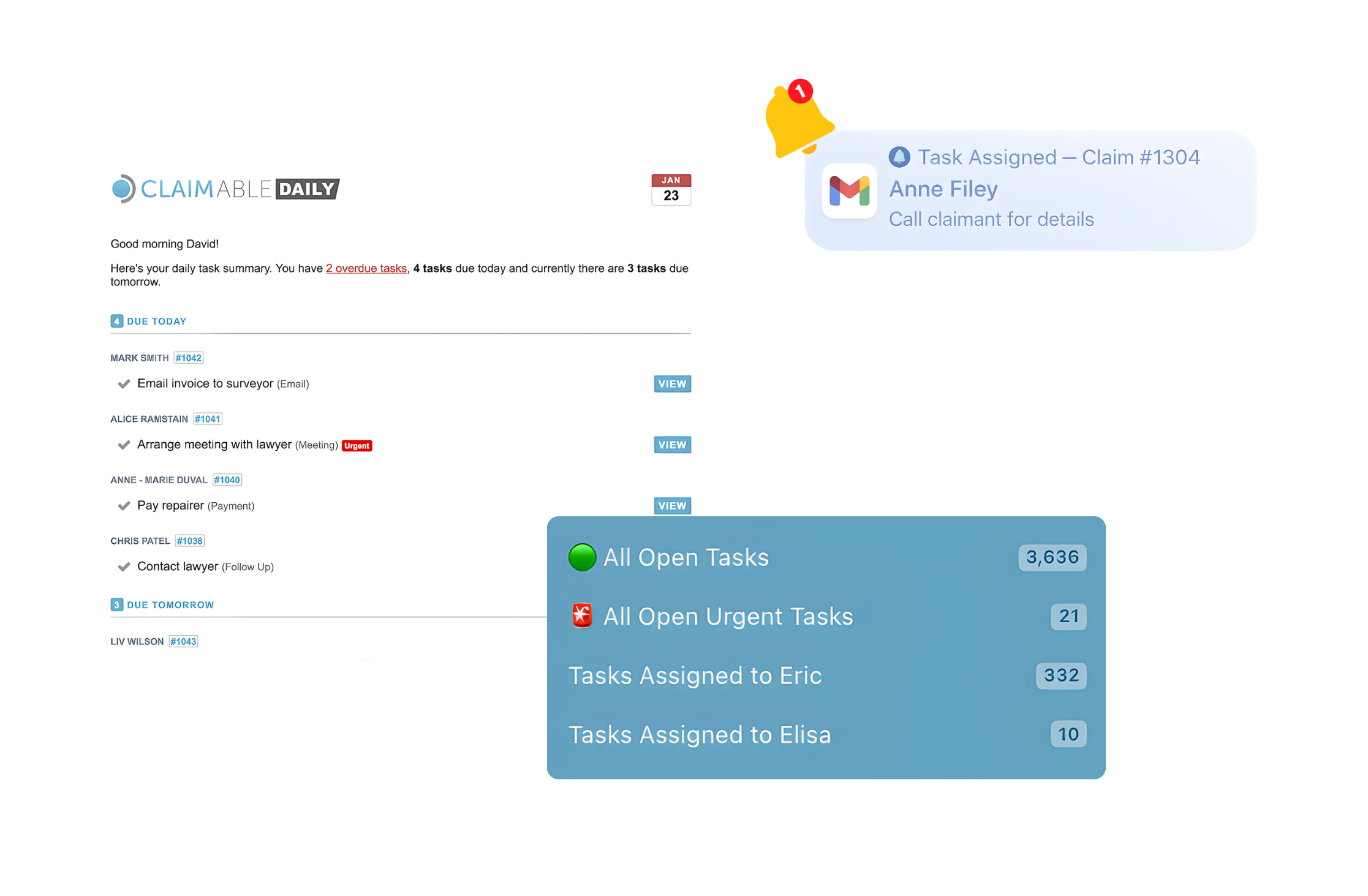 Claims workflow and task management for in-house claims teams