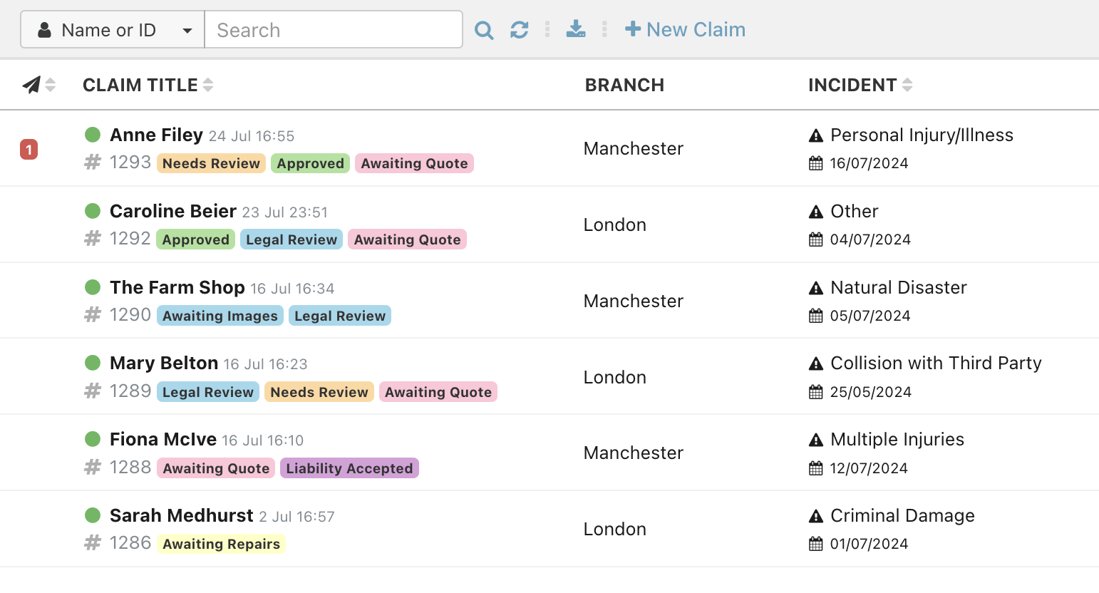 An example of multiple branches used in a Claimable account.